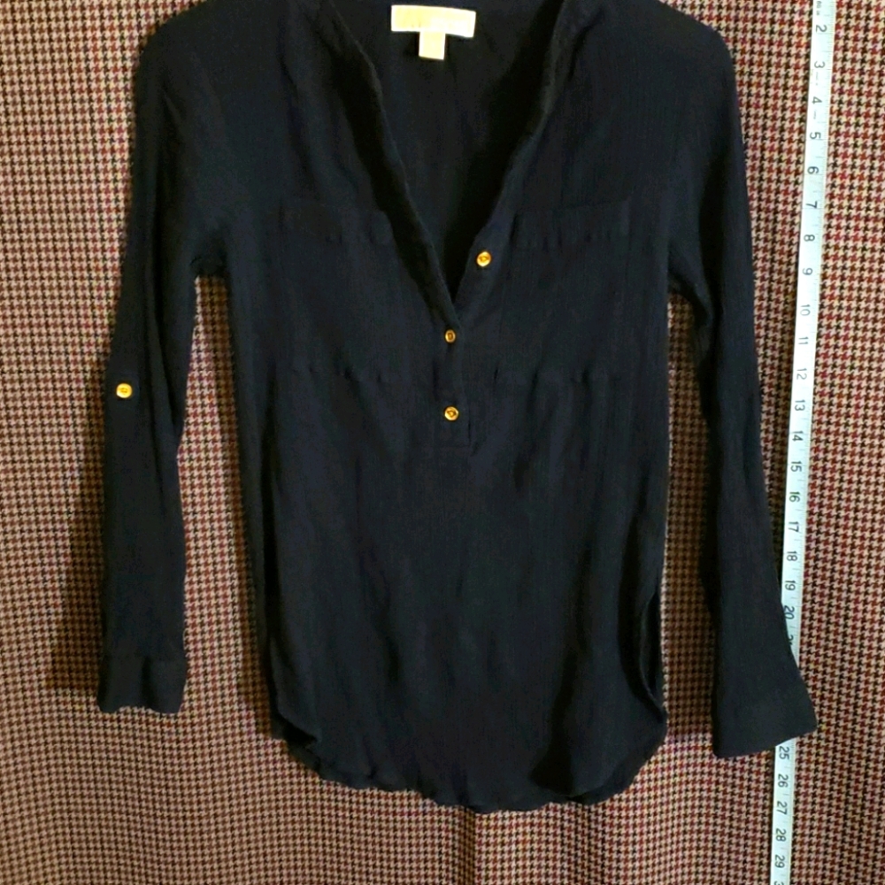 Michael Kors Ribbed Navy Blue Top - Picture 3 of 4